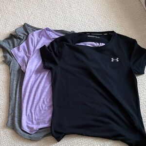 Lot of Under Armour Trio: Black, Lavender, and Charcoal Tees